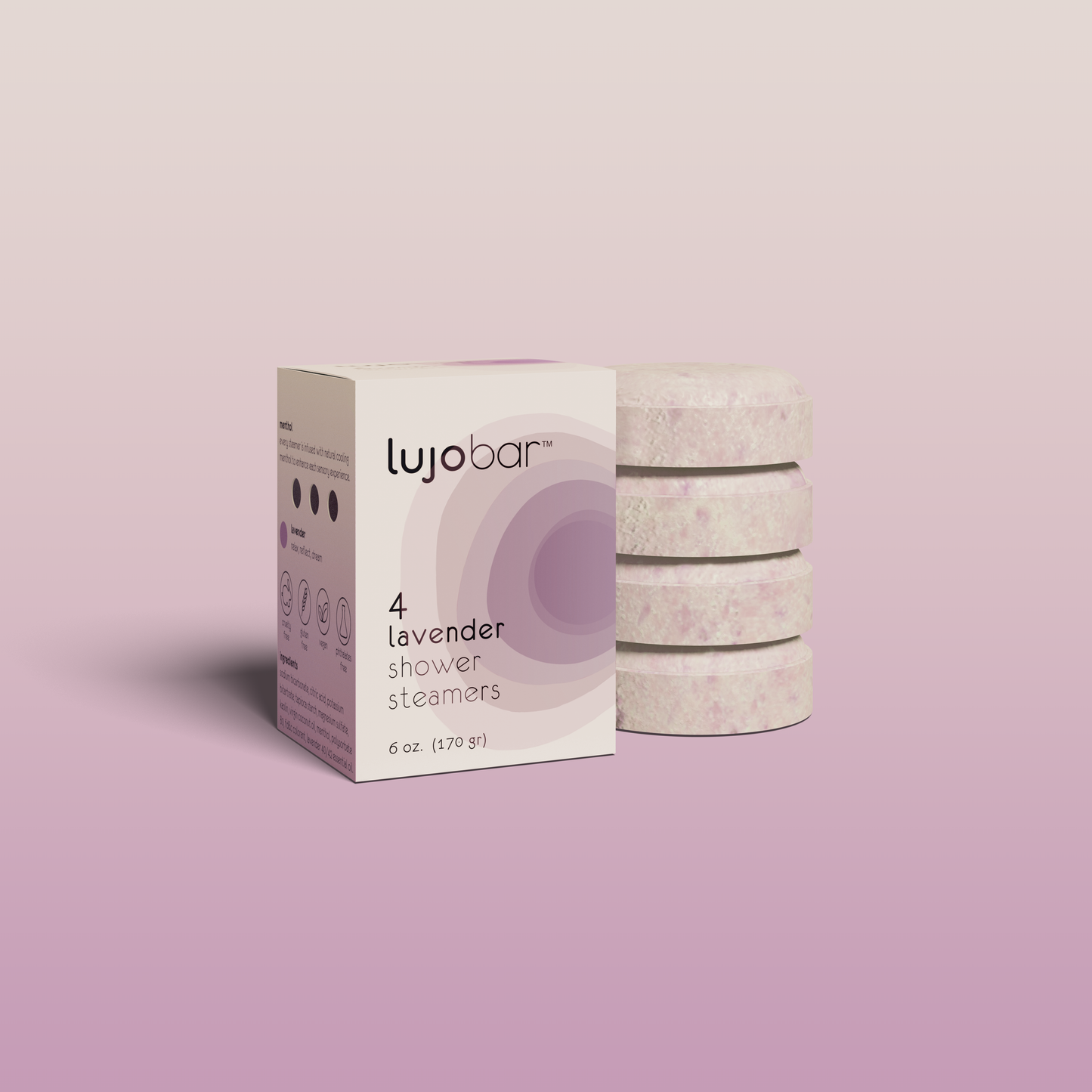 lujo bar Lavender Shower Steamers | Vegan, Cruelty Free, Phthalates Free